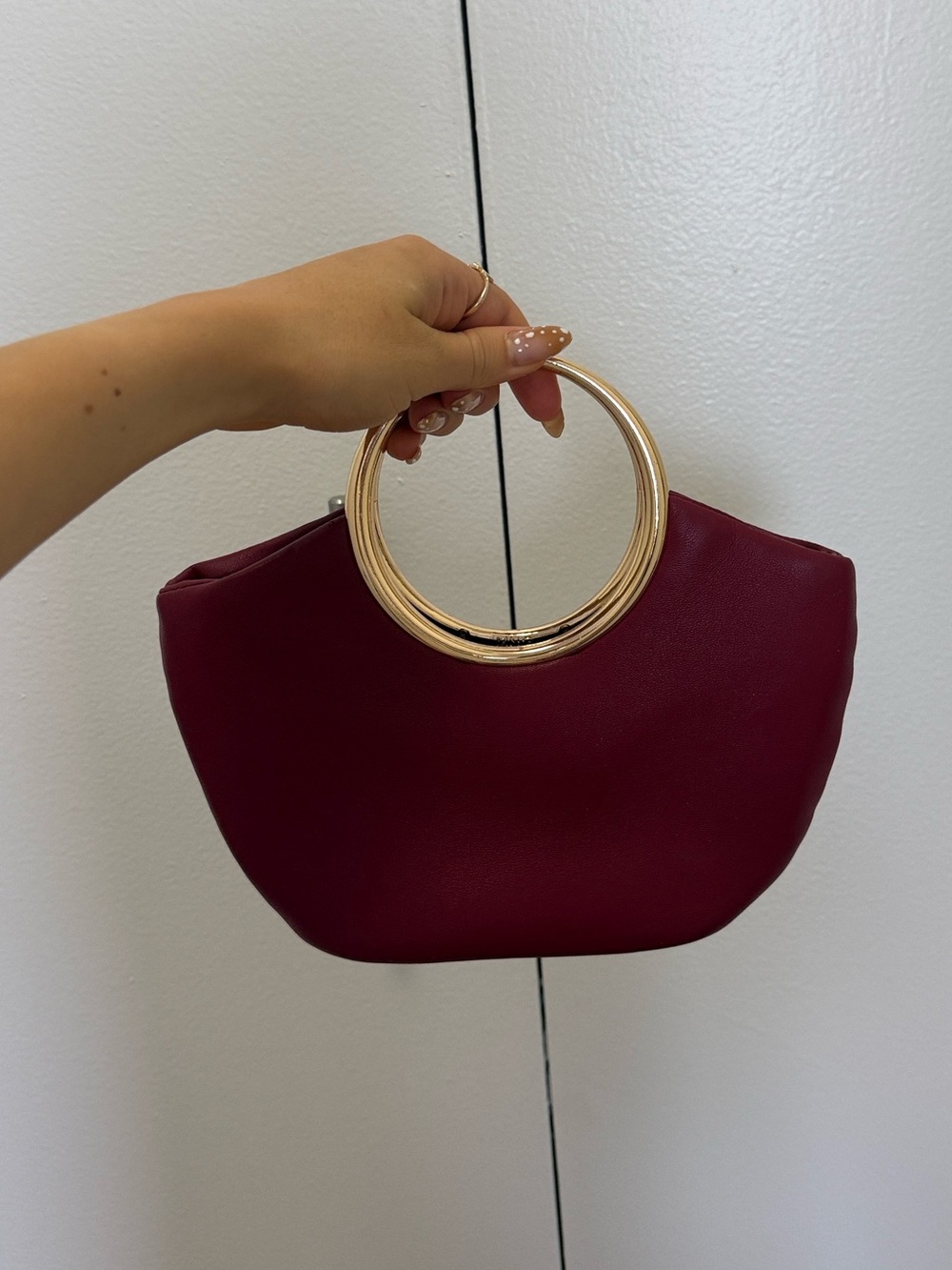 Mango Burgundy & Gold HW Circle Tote Bag